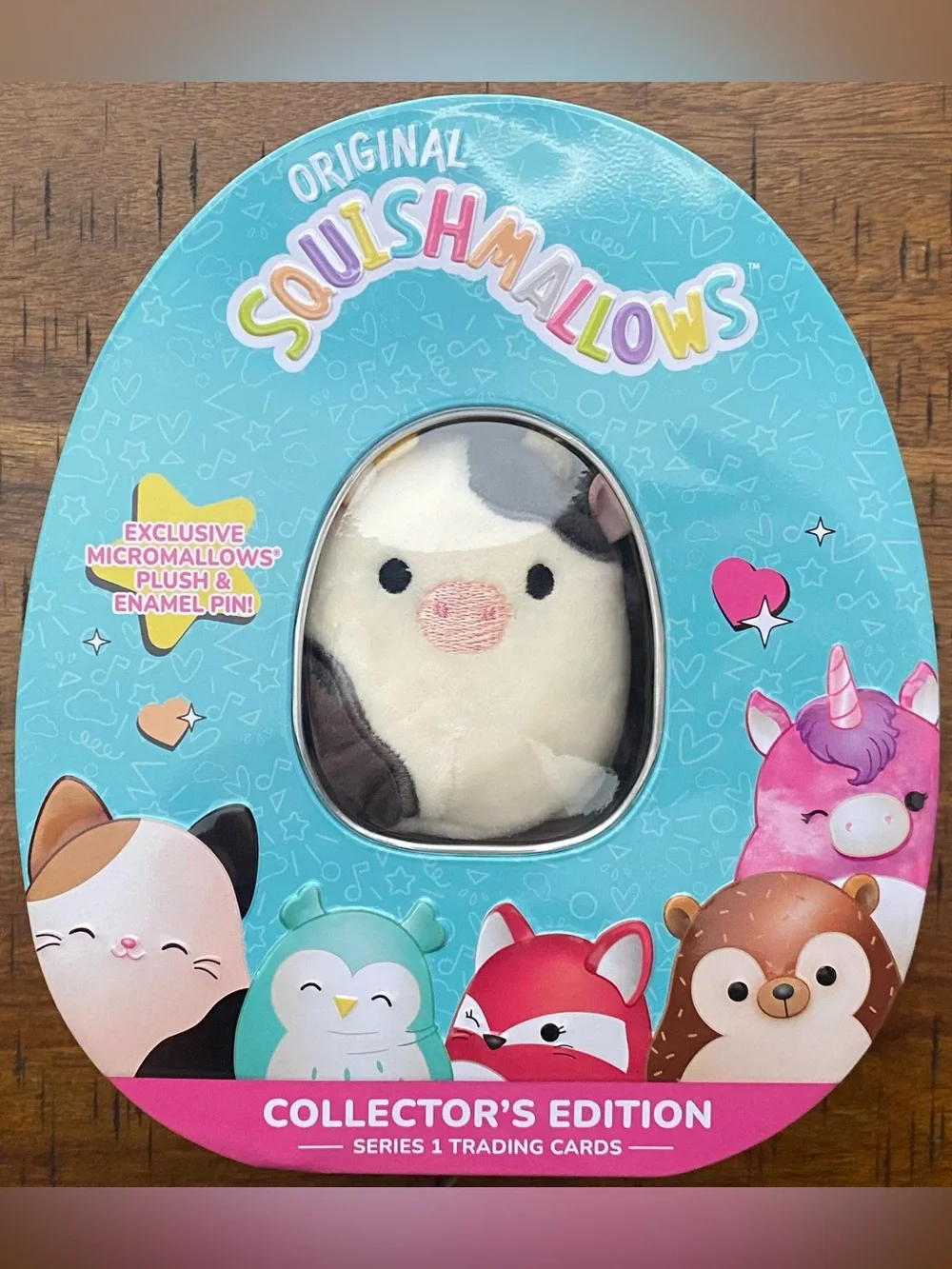 •GUC•Squishmallows Series 1 Trading Cards Connor the Cow Collector Tin